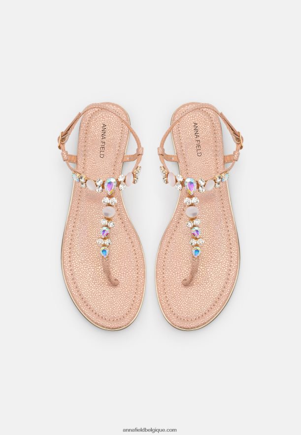 femmes sandales à barre en T or rose Anna FieldNHH26B1534