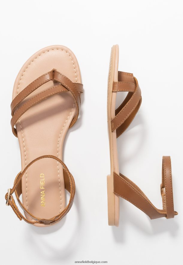 femmes sandales à bride en cuir cognac Anna FieldNHH26B1513
