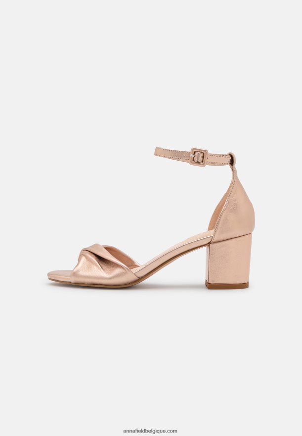 femmes sandales en cuir couleur or rose Anna FieldNHH26B1310