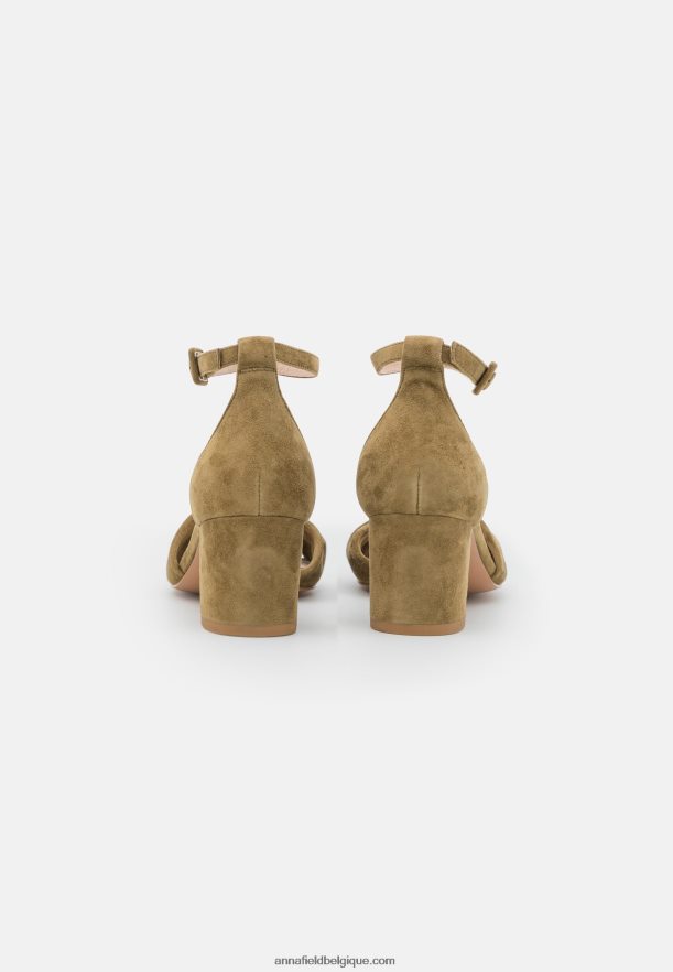 femmes sandales en cuir kaki Anna FieldNHH26B1332