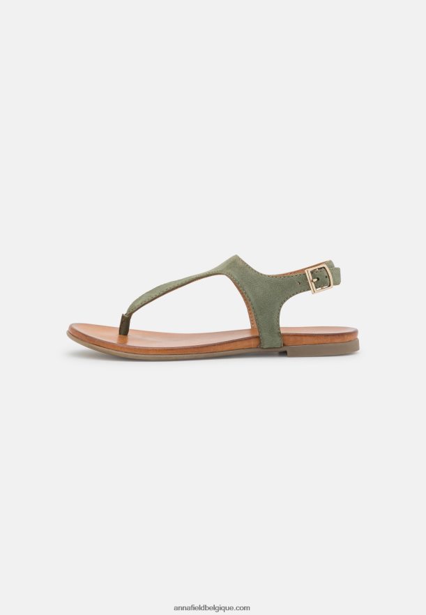 femmes sandales en cuir kaki Anna FieldNHH26B1399