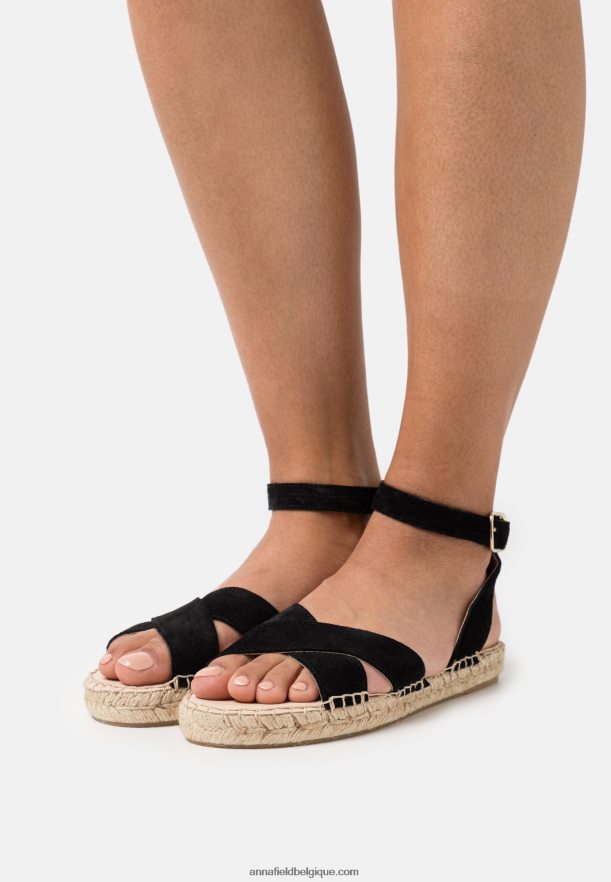 femmes sandales à plateforme en cuir noir Anna FieldNHH26B1579
