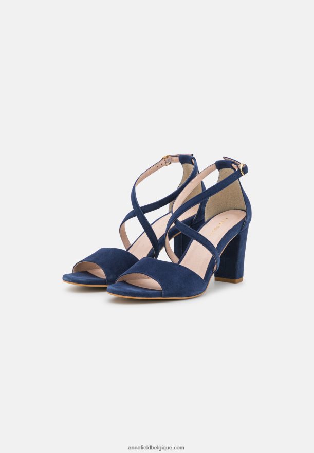 femmes sandales à talons hauts en cuir bleu foncé Anna FieldNHH26B1370