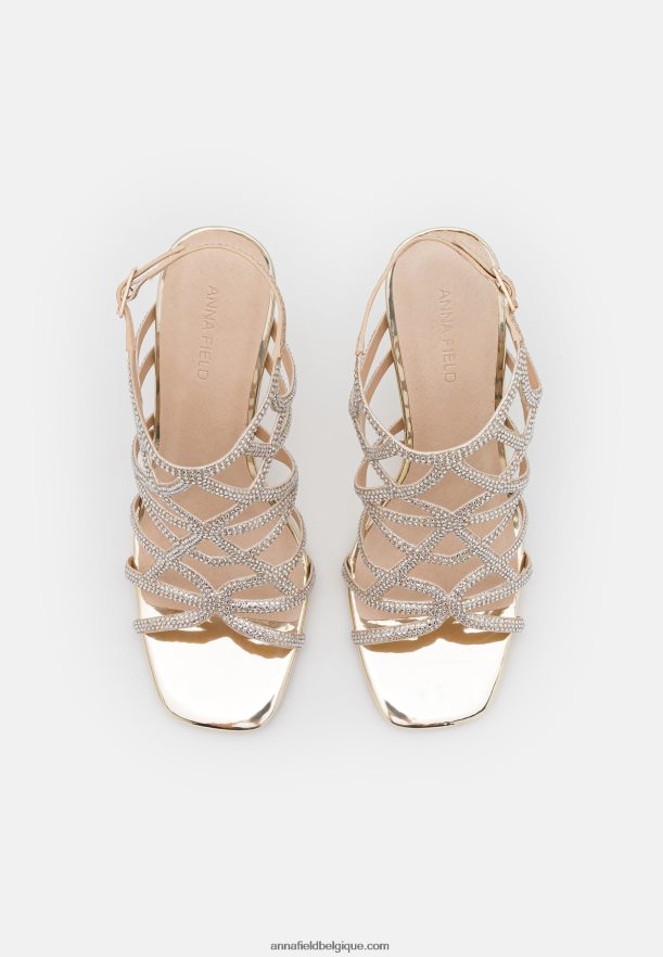 femmes sandales à talons hauts en cuir doré Anna FieldNHH26B1354