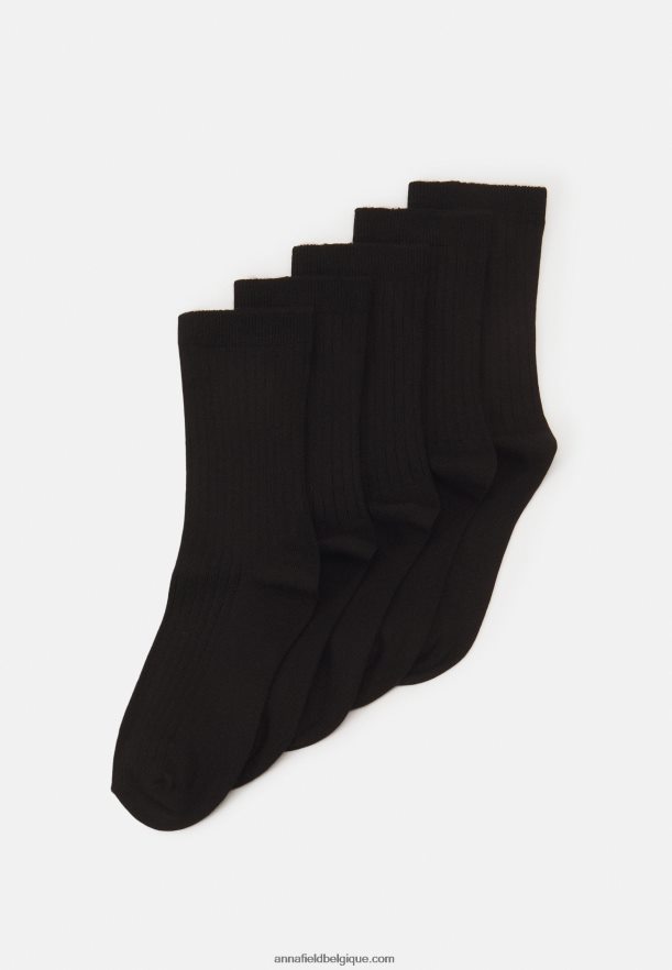 femmes 5 paires de chaussettes noires Anna FieldNHH26B1143