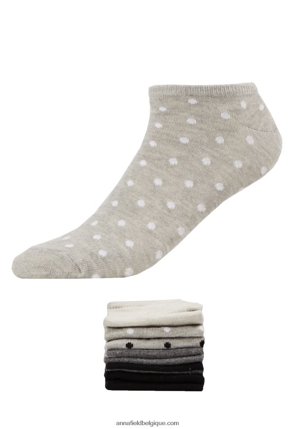 femmes Chaussettes 8pp à pois gris Anna FieldNHH26B1144