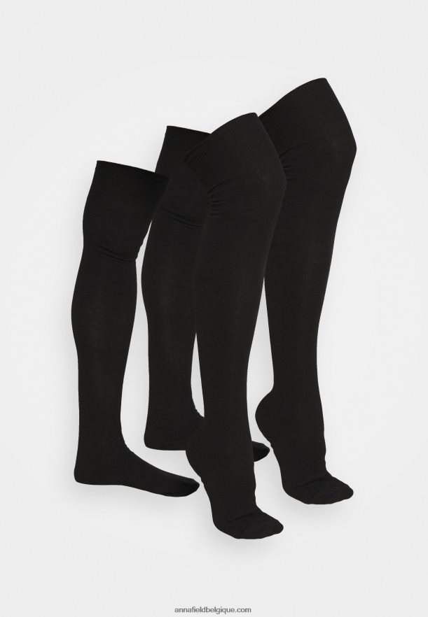 femmes Lot de 2 paires de chaussettes hautes noires Anna FieldNHH26B1159