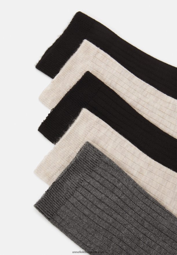 femmes Lot de 5 chaussettes beige/noir/gris Anna FieldNHH26B1120