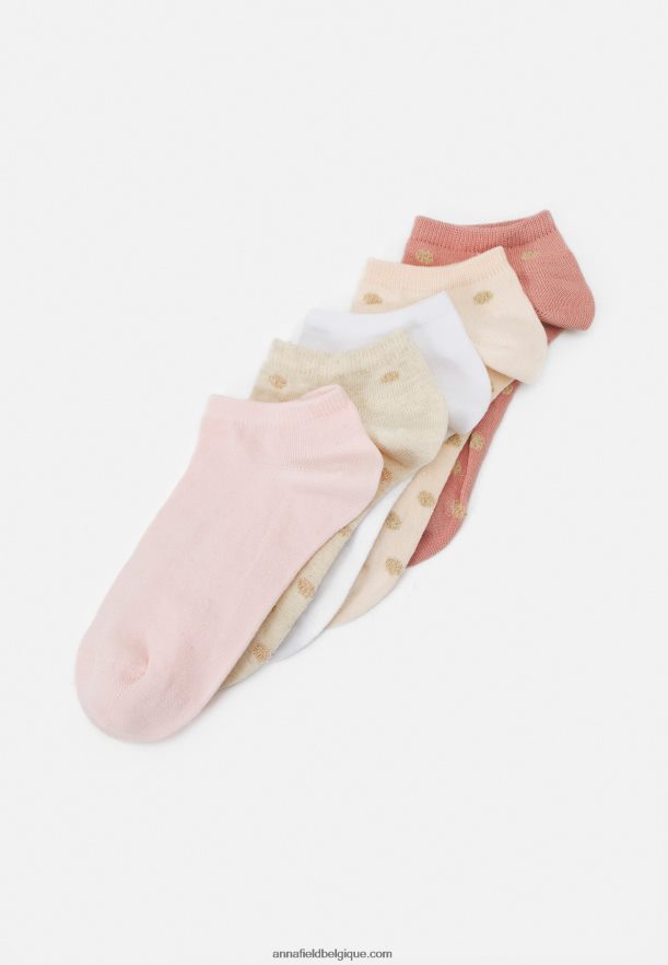 femmes Lot de 5 chaussettes blanc/beige/rose Anna FieldNHH26B1136