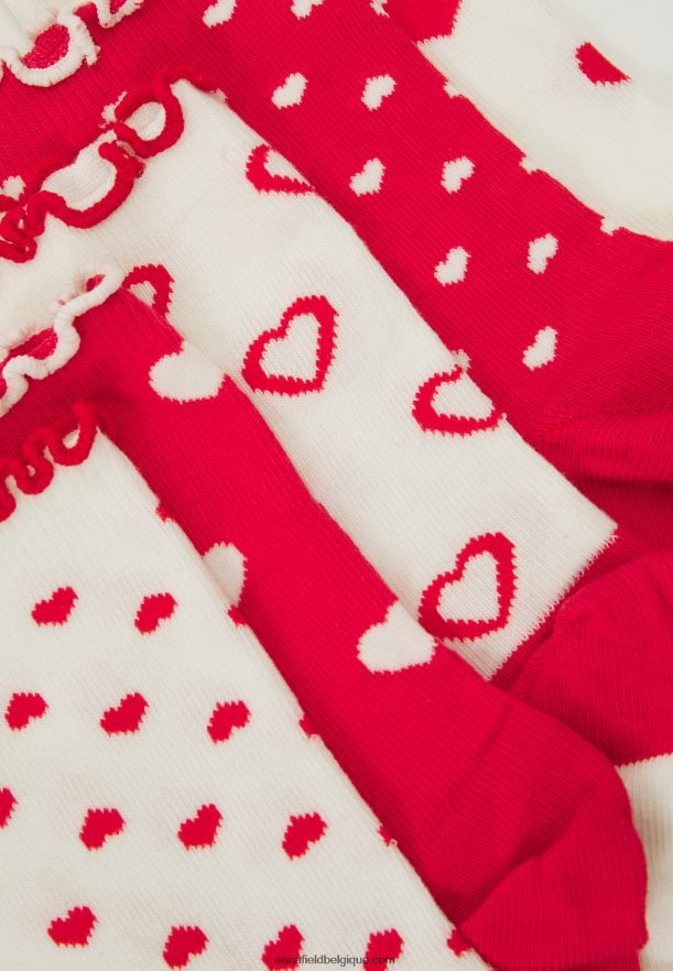 femmes Lot de 5 chaussettes blanc/rouge Anna FieldNHH26B1130