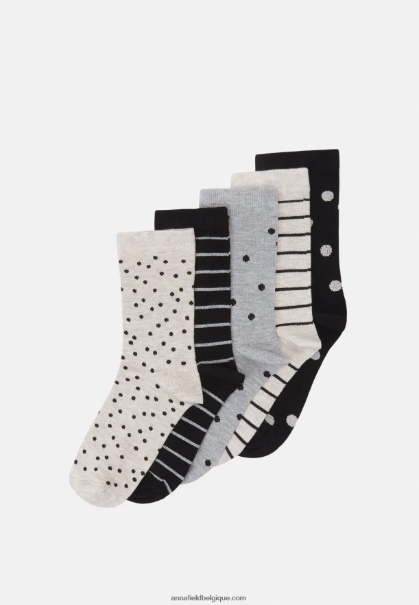 femmes Lot de 5 chaussettes gris/noir Anna FieldNHH26B1142