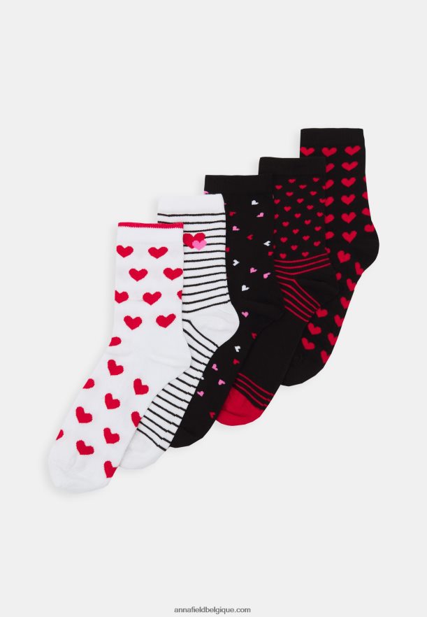 femmes Lot de 5 chaussettes noir/blanc Anna FieldNHH26B1140