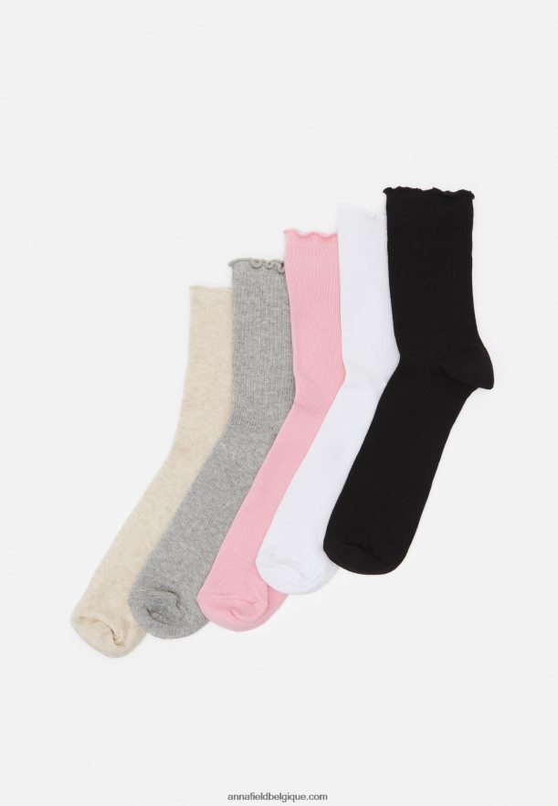 femmes Lot de 5 chaussettes noir/blanc/gris Anna FieldNHH26B1127