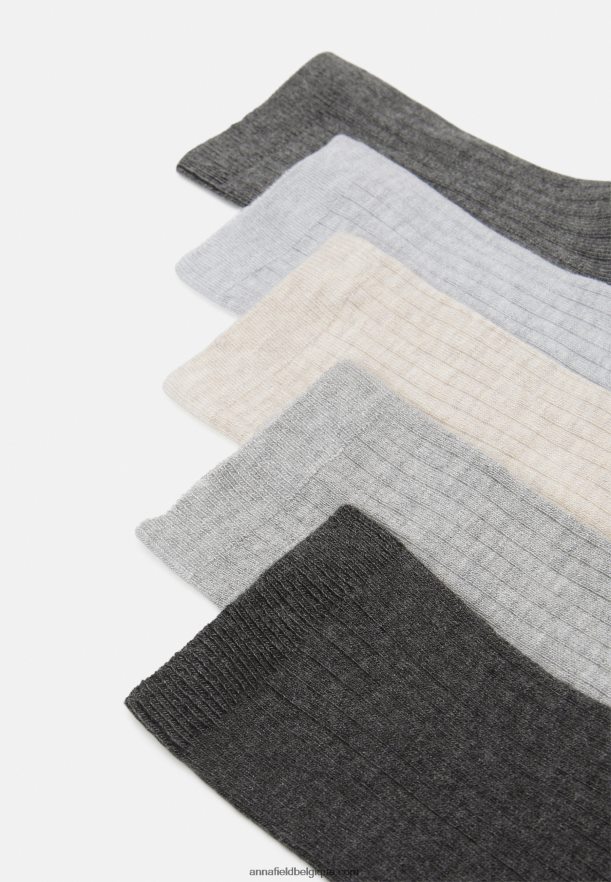 femmes Lot de 5 chaussettes noir/gris Anna FieldNHH26B1133