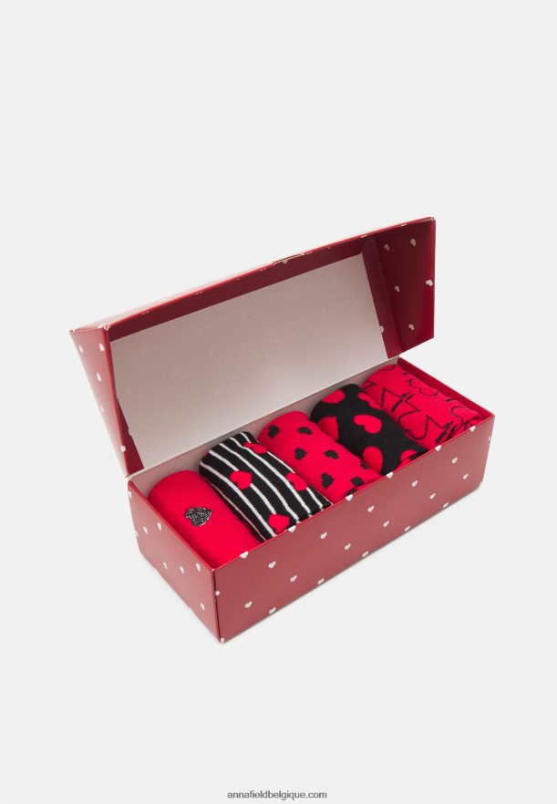 femmes Lot de 5 chaussettes rouge/noir Anna FieldNHH26B1151