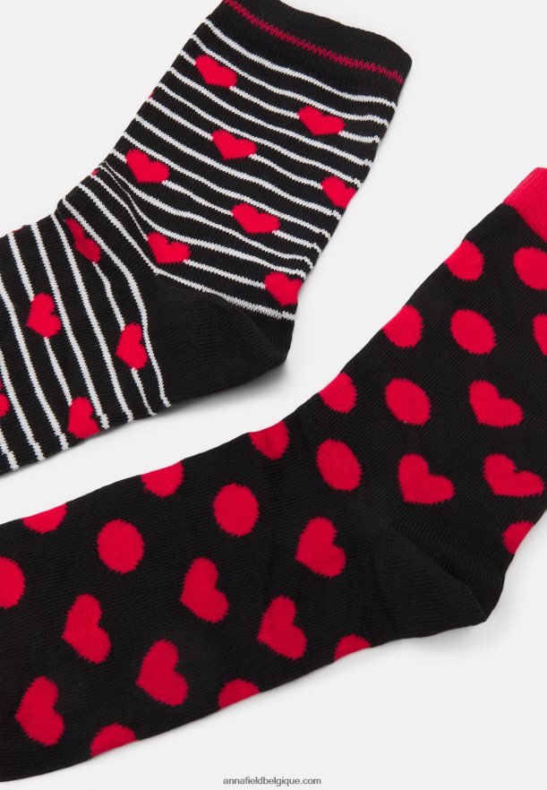 femmes Lot de 5 chaussettes rouge/noir Anna FieldNHH26B1151