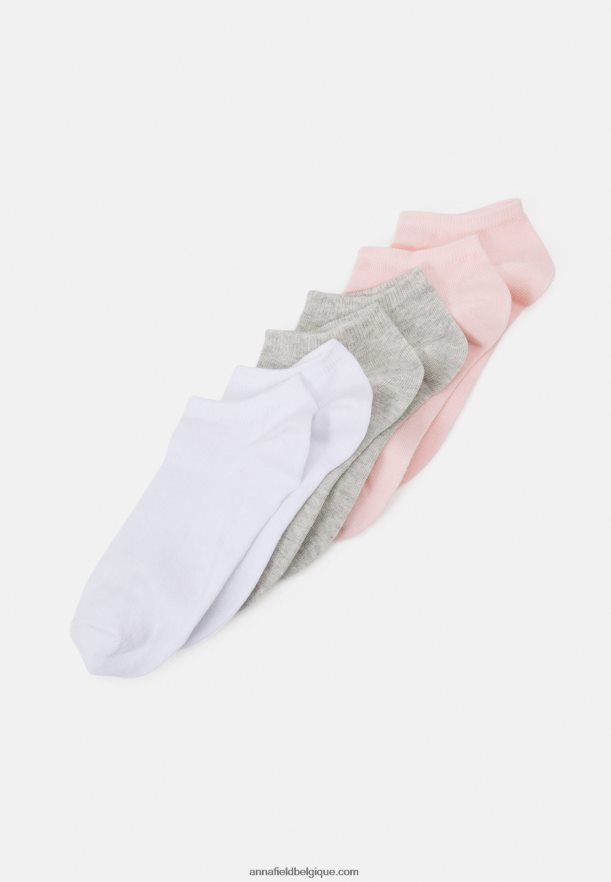femmes Lot de 6 chaussettes rose/gris/blanc Anna FieldNHH26B1147
