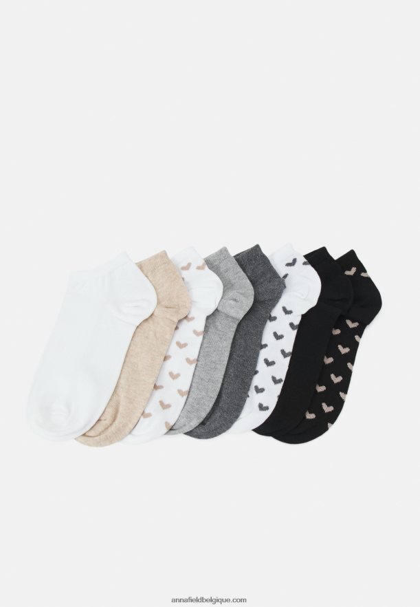femmes Lot de 8 chaussettes blanc/gris Anna FieldNHH26B1134