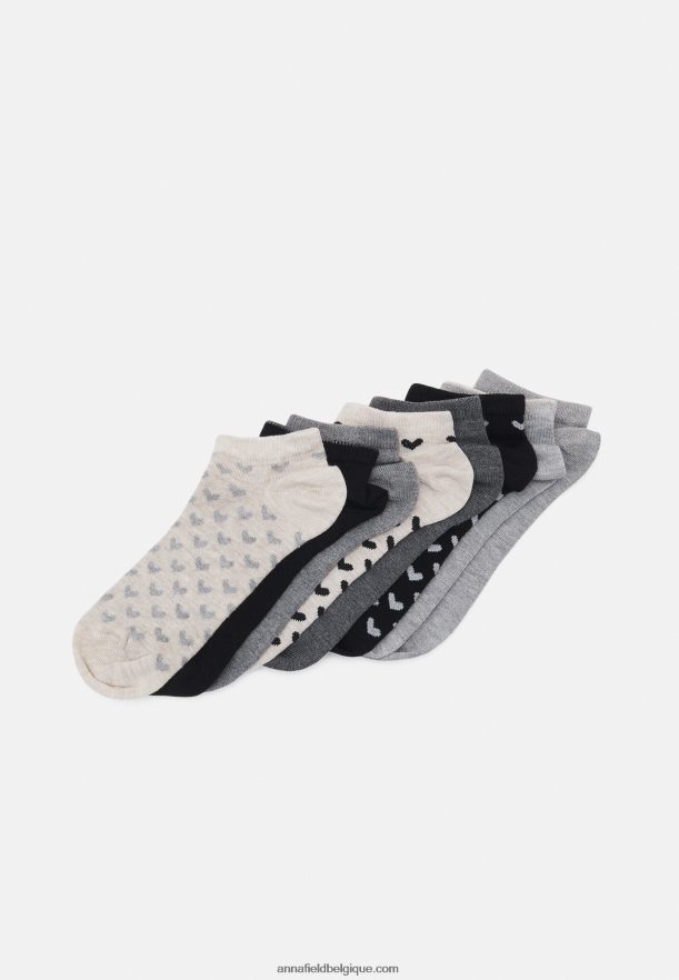 femmes Lot de 8 chaussettes noir/gris Anna FieldNHH26B1138