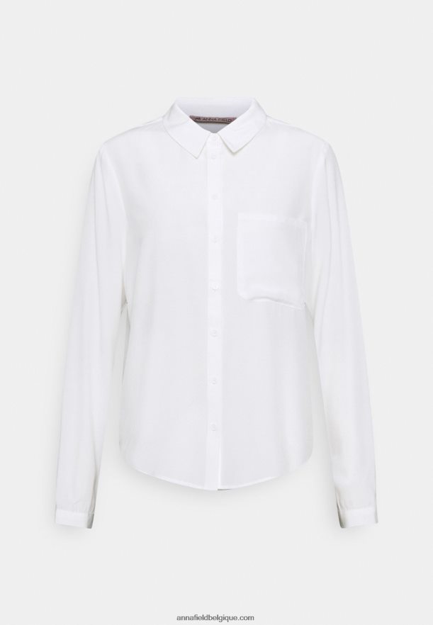 femmes blouse basique avec poche blouse boutonnée blanc cassé Anna FieldNHH26B668