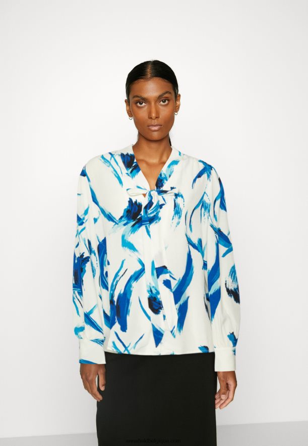 femmes chemisier boutonné blanc, bleu Anna FieldNHH26B679