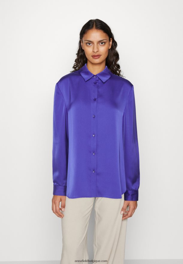 femmes chemisier boutonné bleu foncé Anna FieldNHH26B674