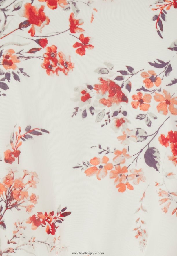 femmes chemisier à ceinture en mousseline de soie blanc/rouge Anna FieldNHH26B691