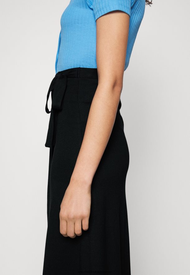 femmes jupe midi portefeuille basique jupe trapèze noir Anna FieldNHH26B787