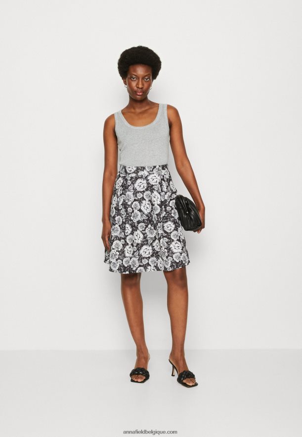 femmes jupe plissée noir/blanc Anna FieldNHH26B777