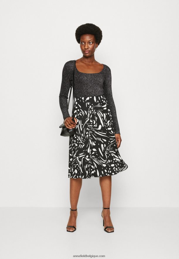 femmes jupe trapèze noir/blanc Anna FieldNHH26B788