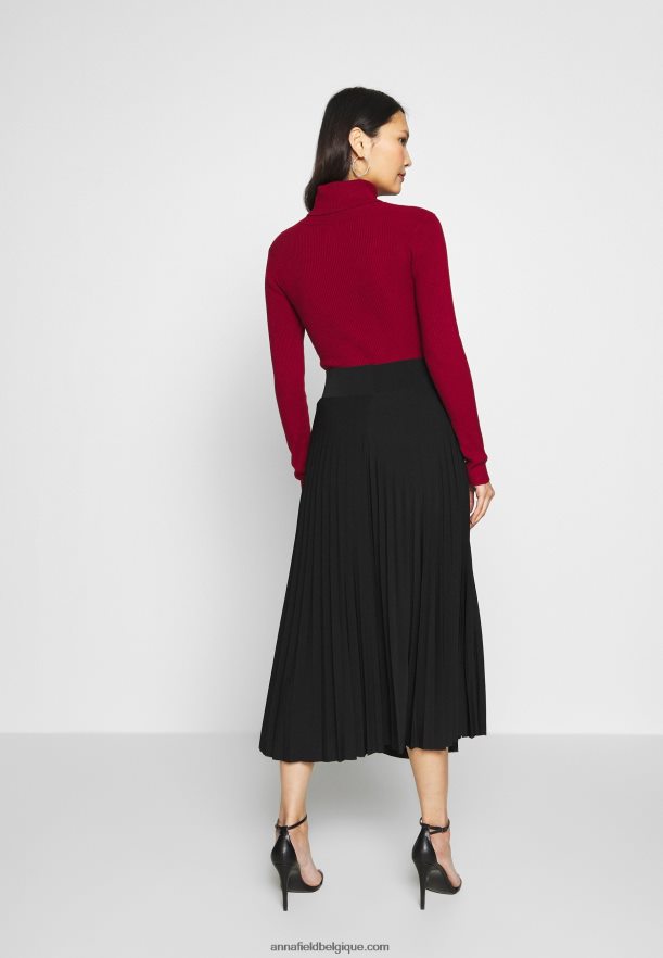 femmes plisse jupe trapèze midi jupe trapèze noir Anna FieldNHH26B782