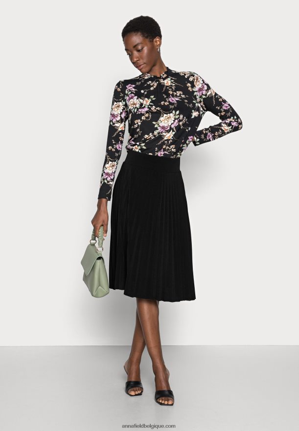 femmes plisse jupe trapèze mini jupe trapèze noir Anna FieldNHH26B776