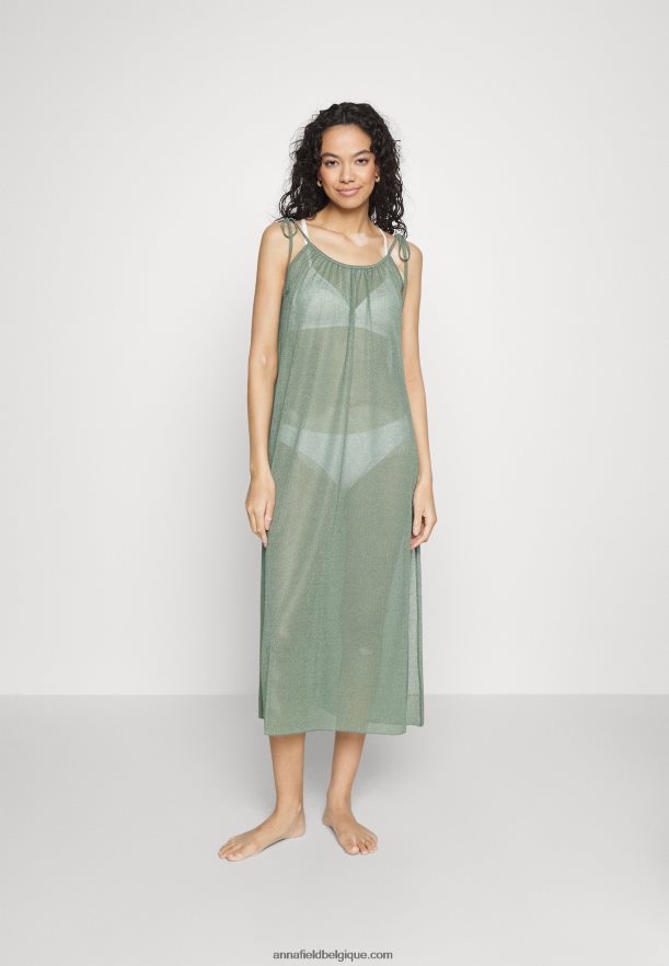 femmes robe de plage simple bretelle accessoire de plage kaki Anna FieldNHH26B752