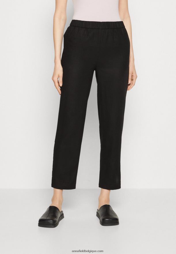 femmes pantalon en mélange de lin noir Anna FieldNHH26B611