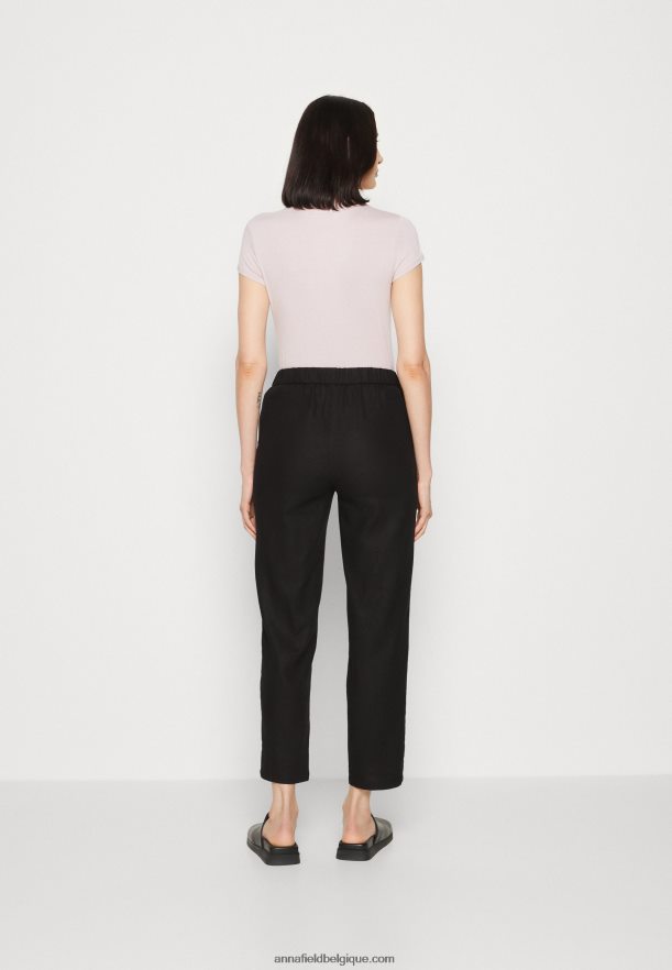 femmes pantalon en mélange de lin noir Anna FieldNHH26B611