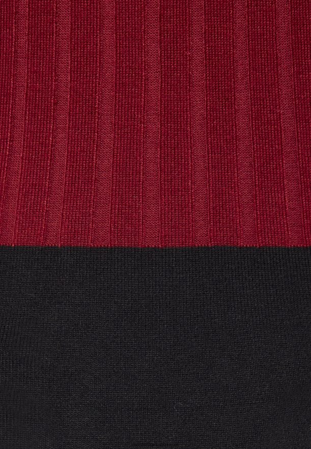 femmes crew ausschnitt ripp top bodycon mini srickkleid robe droite rouge foncé/noir Anna FieldNHH26B217