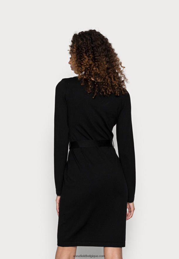 femmes empiècement en dentelle décolleté en V robe ample robe pull noir Anna FieldNHH26B227