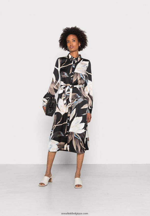 femmes robe chemise noire/multicolore Anna FieldNHH26B93