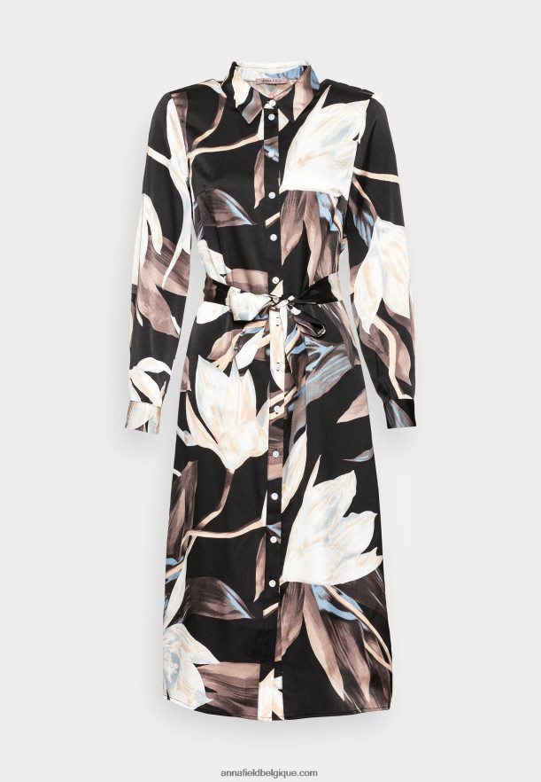 femmes robe chemise noire/multicolore Anna FieldNHH26B93