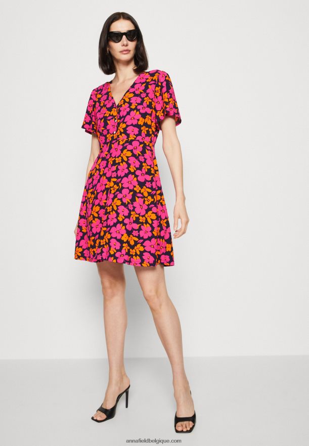 femmes robe chemise rose/orange Anna FieldNHH26B90