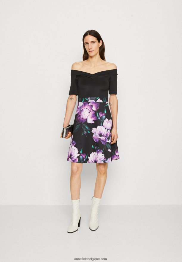 femmes robe de cocktail robe de soirée noir/violet Anna FieldNHH26B71