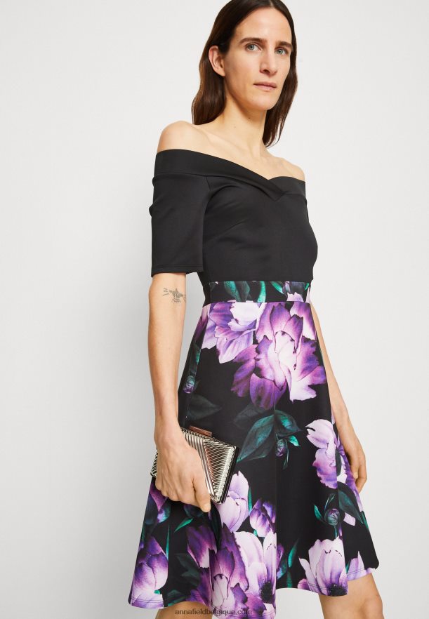 femmes robe de cocktail robe de soirée noir/violet Anna FieldNHH26B71