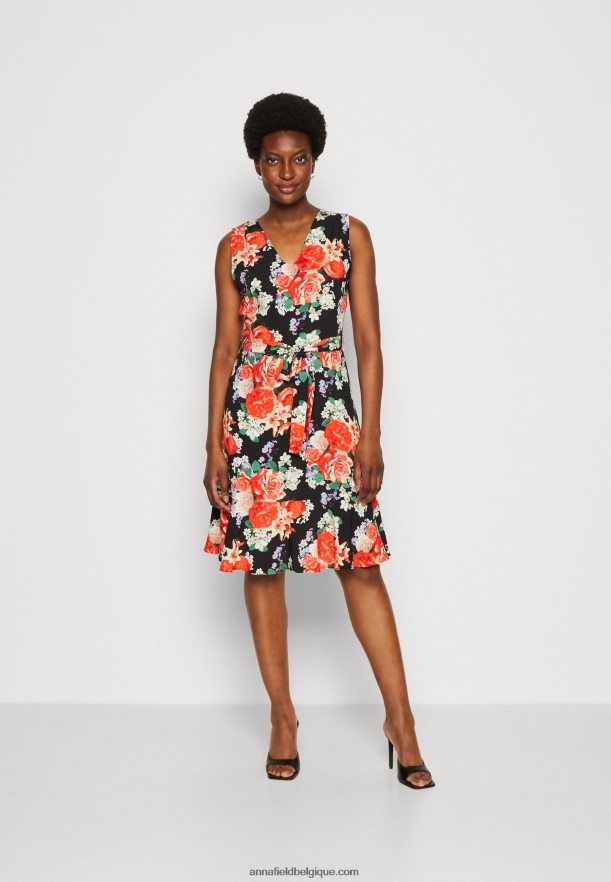 femmes robe de jour noir/rouge Anna FieldNHH26B17