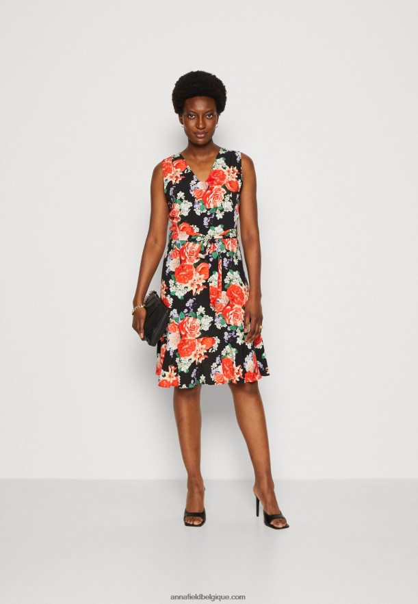 femmes robe de jour noir/rouge Anna FieldNHH26B17