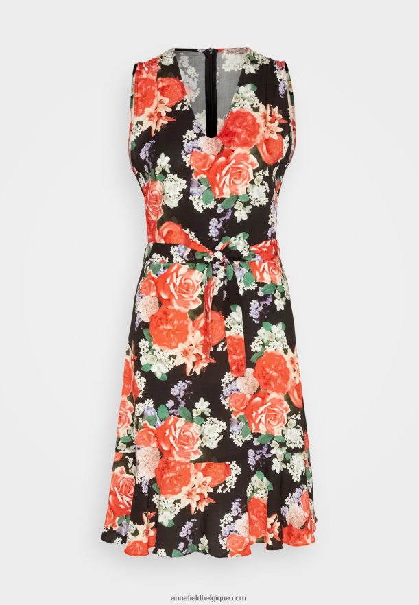 femmes robe de jour noir/rouge Anna FieldNHH26B17