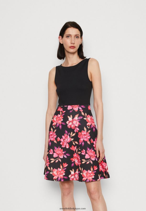 femmes robe de jour noir/rouge/violet Anna FieldNHH26B11