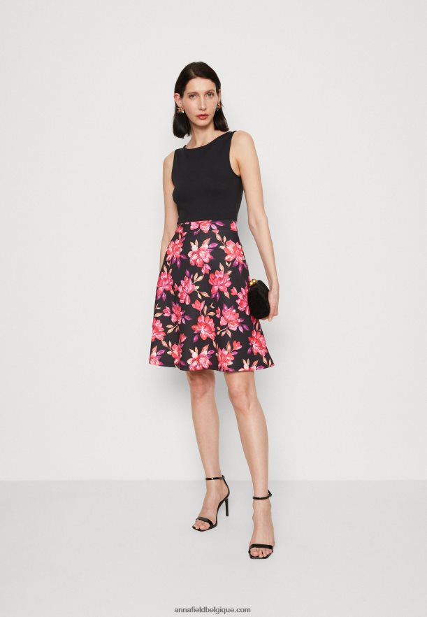 femmes robe de jour noir/rouge/violet Anna FieldNHH26B11