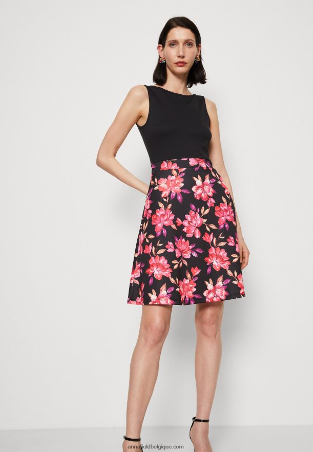 femmes robe de jour noir/rouge/violet Anna FieldNHH26B11