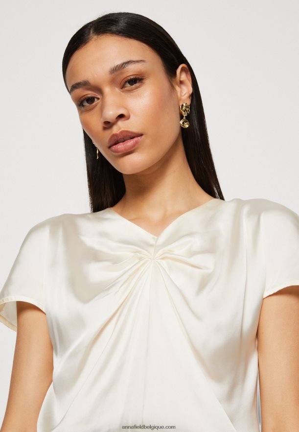 femmes robe droite blanc cassé/noir Anna FieldNHH26B195