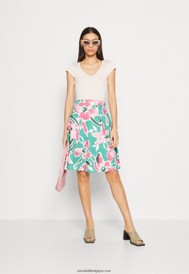 femmes robe en jean blanc/vert/rose Anna FieldNHH26B68